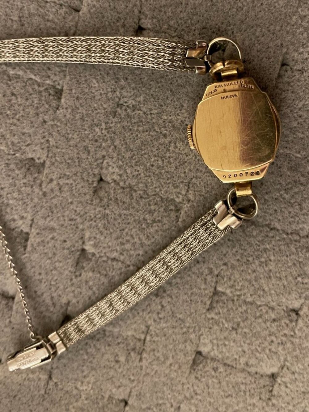 Vintage Gold Watch Bulova Deco Mid Century 10k Rolled Gold 9200728 Not Working - Picture 8 of 11